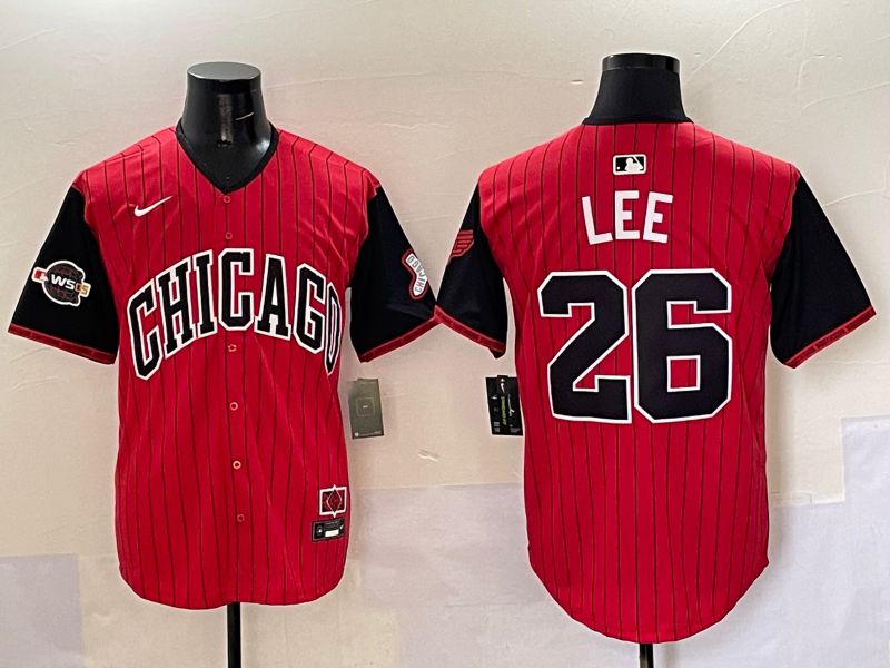 Men Chicago White Sox 26 Lee Red Stripe Joint Name Nike 2025 MLB Jersey style 5
